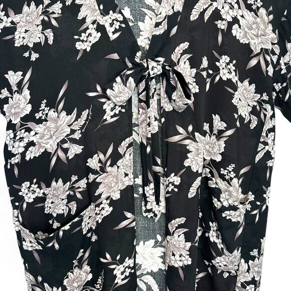 Spiritual Gangster Women's Maya Floral Kimono OS Black Gray Floral 3/4 Sleeve - Picture 10 of 11